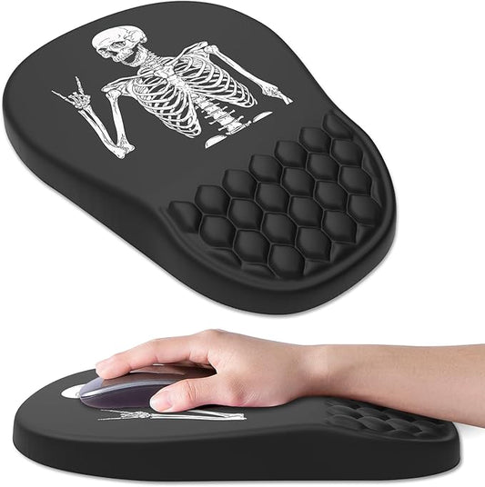 Ergonomic Mouse Pad Wrist Support, with Memory Foam & Non-Slip PU Base, Comfortable Massage Design Mouse Pad Relieve Wrist Fatigue&Pain, Suitable for Computer, Office and Home(07Human Skeleton)