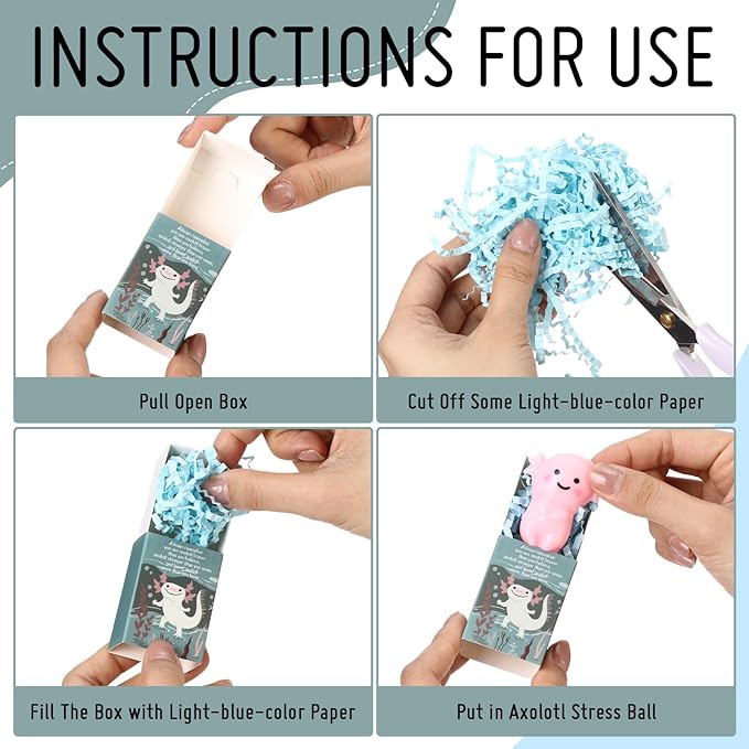 Wettarn 20 Sets Axolotl Positive Gifts Cute Stress Balls with Support Gift Boxes Inspirational Party Favors for Employee Coworker Friends Office Appreciation Relief Toys