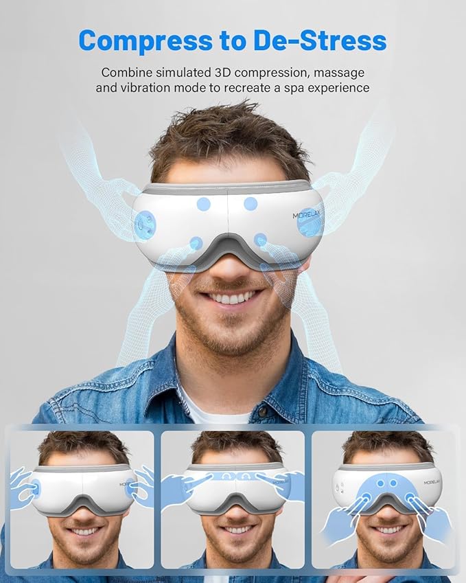 cotsoco Eye Massager with Heat, Birthday Gifts for Women, Heated Eye Mask with Bluetooth Music, Relax & Reduce Strain Dark Circles and Improve Sleep, Gift for Mom Dad Women Men