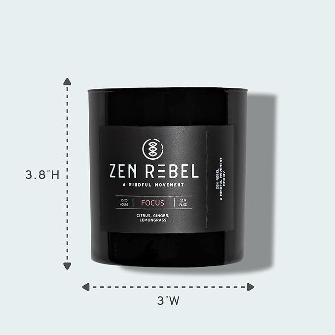 Aromatherapy Candle Focus - Daytime Citrus Blend with Ginger and Lemongrass - Natural Soy Candle for Productivity and Relaxation, Gift Candles for Men and Women