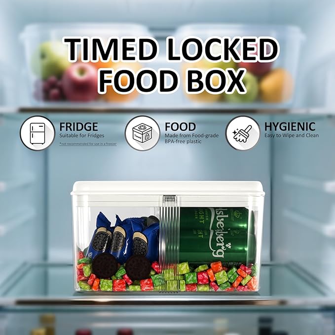 Timed Lock Box, Phone Lock Box with 'Built-in Calendar' Feature, XL Time-Locking Container 13’’x 8.5’’x 7.5’’, Fridges Free Timed Lock Safe for Cell Phones, Snacks and Other Tempting Items