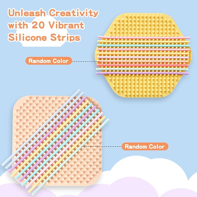 2 Pack Sensory Activity Board with 20 Random-Color Strings, Double-Sided Silicone Sensory Fidget Toy for Kids and Adults with Autism, ADHD, Silent, Stress Relief, Calming, Focus, Gift for Girls Boys