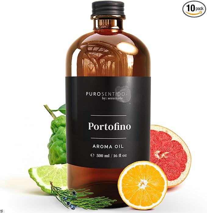 PuroSentido Portofino Aroma Oil (500 ml) - Luxury Essential & Fragrance Oil for Diffusers and Humidifiers, Sicilian Lemon, Rosemary and Musk Home & Hotel Scent