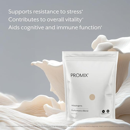 Promix Adaptogens Mushroom Coffee Supplement Powder - with Organic Ashwagandha, Lion’s Mane, Turkey Tail & Reishi - 60 Servings