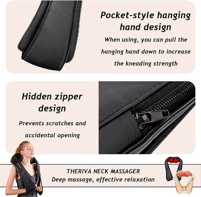 Herfes Neck Massager, Official Herfessmartlife Neck Shoulder Back Massager with Heat & Compression, 16 Massage Nodes, Ergonomic U-Shaped, Deep Tissue 3D Kneading Herfes, Ideal Gift (Black)