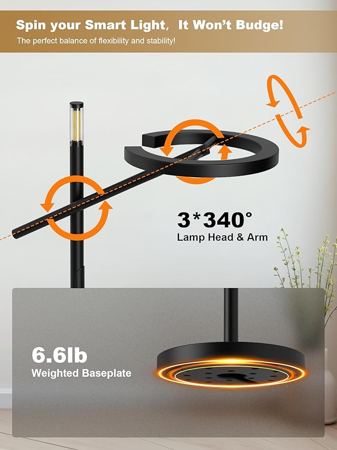 GLOWRIUM Smart Wake Up Light Therapy Lamp with App, 10000 Lux Full-Spectrum Happy Therapy Light, UV-Free Sun Lamp, Circadian Rhythm, Remote, Timer, Cozy Light Settings for Winding Down