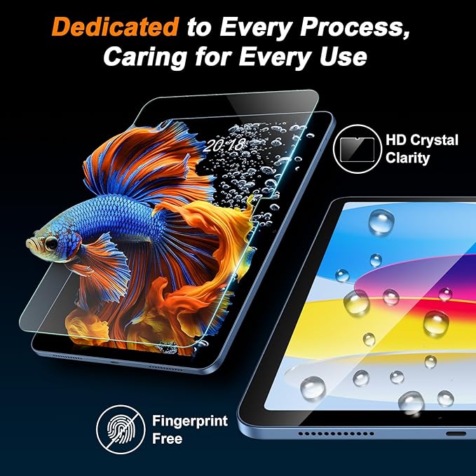 SIBEITU 2 Pack for iPad A16 11th/10th Generation (11/10.9 Inch 2025/2022) Screen Protector, 9H Hardness Shatterproof Tempered Glass with Easy Application kit, Support Apple Pencil, Touch Sensitive