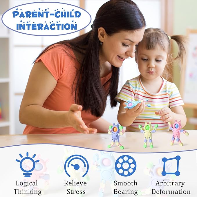 Transformable Fidget Spinners 24 Pcs Rabbit Toys for Kids Birthday Gifts Party Favors and Adults Stress Relief Sensory Toys for Boys and Girls Fingertip Gyros for ADHD Autism for Kids Gifts