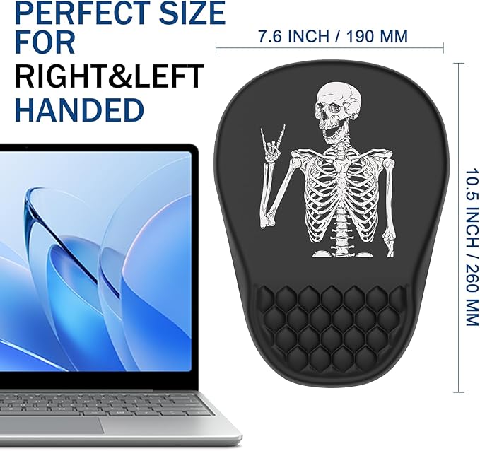 Ergonomic Mouse Pad Wrist Support, with Memory Foam & Non-Slip PU Base, Comfortable Massage Design Mouse Pad Relieve Wrist Fatigue&Pain, Suitable for Computer, Office and Home(07Human Skeleton)
