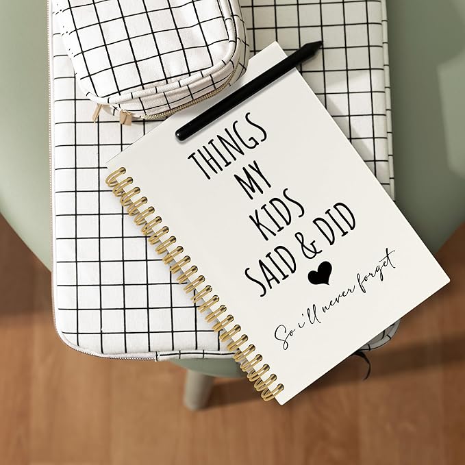 CUANFDDSF Parents Gifts Notebook, Mom and Dad Parents Gifts Journal Notebooks for Note Taking,Writing Pads，Things My Kids Say and Did Hardcover Spiral Notebook 5.5x8.3 Inch