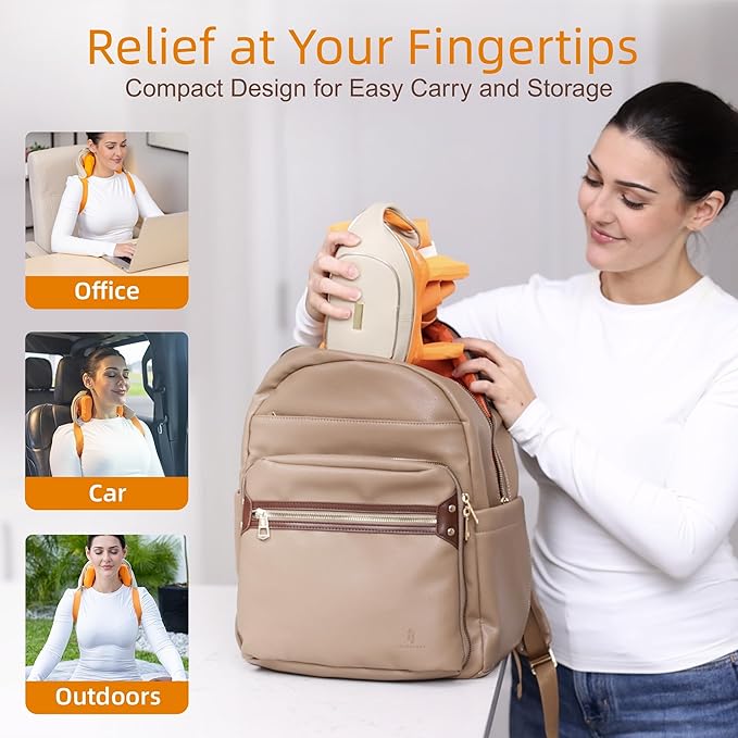 Cordless Neck and Shoulder Massager with Heat and Voice Prompts, Compact and Lightweight, Deep Tissue Shiatsu Neck and Back Massager for Pain Relief, Gifts for Women, Men, Mom and Dad