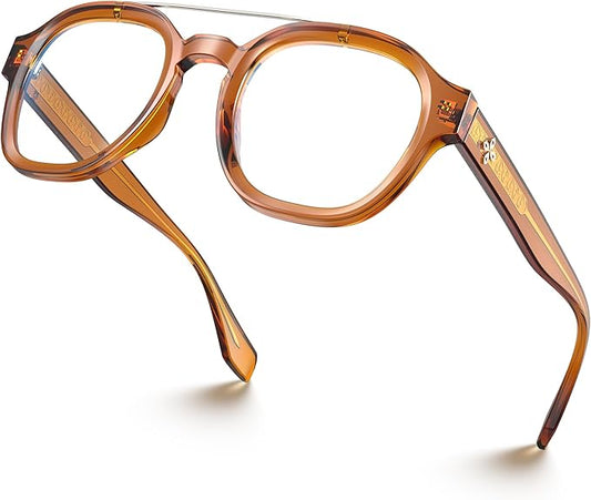 VISOONE Retro Round Anti Eyestrain Metal Medium Eyewear Blue Light Blocking Glasses for Computer Gaming Women Man SANFORD