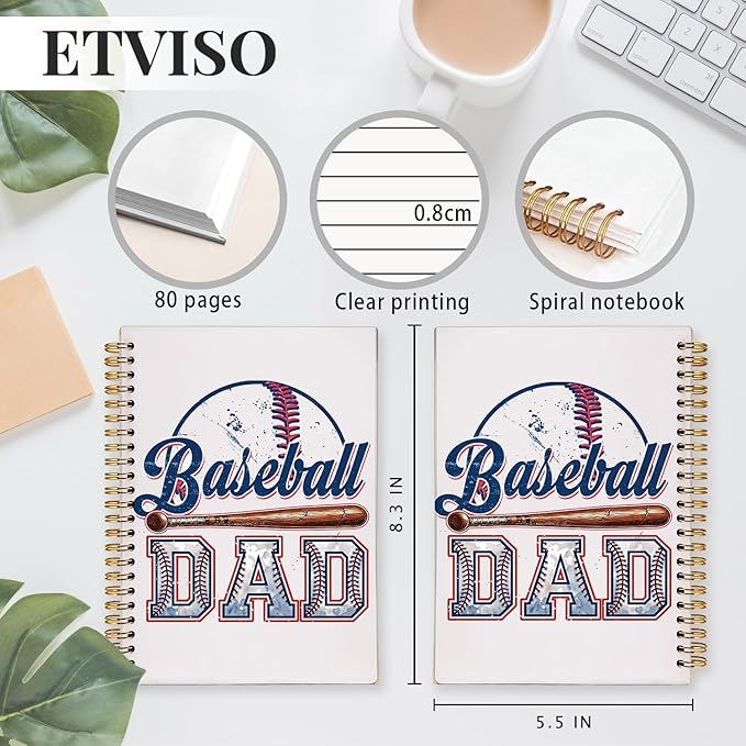 Baseball Dad Notebook, Baseball Dad Gifts Notebooks for Note Taking, Gifts for Baseballs Lovers Players Journal, Vintage Baseballs Daddy Journals for Writing, 5.5x8.3 Inch