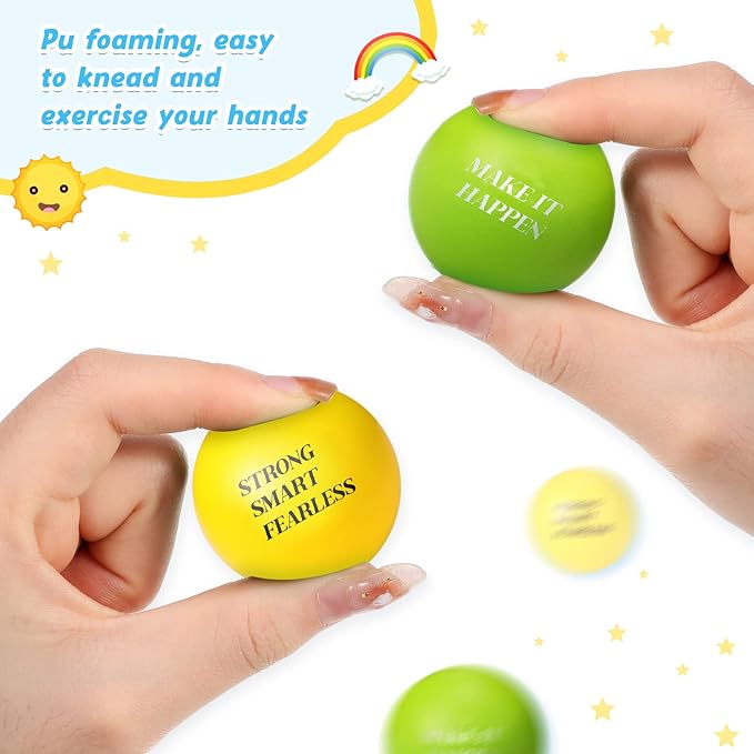 Jerify 72 Pcs Motivational Stress Balls Bulk Inspirational Stress Balls Colorful Foam for Adults Hand Exercise Small Therapy Fidget Relief Anxiety Toys for Coworkers Gifts Fidget