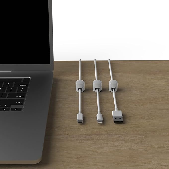 Cable Anchors for Desk Organization White | Premium Aluminum Cord Organizers | Charger + Cable Management Clips for Home & Office | Stylish, Sturdy, & Functional | (3 Pack)