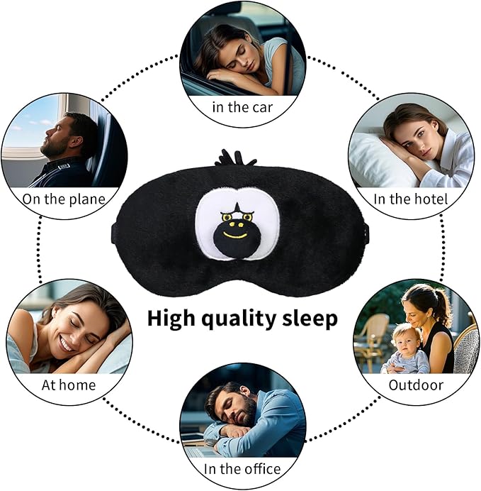 PERFECTSIGHT Sleep Eye Masks, Cute Plush Sleep Eye Cover Lightweight Adjustable Eyeshade Faux Fur Mask Cover for Women Men Sleep Travel Nap, Orang