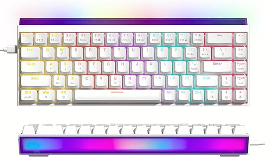 Womier 60% Percent Keyboard with Light Box, Wired Keyboard Gaming Mechanical with MCA Keycaps, OEM Profile, Programable, 64 Keys Hot Swap RGB Cream Key Board for PC Computer Win/MAC (WK68 PRO-White)