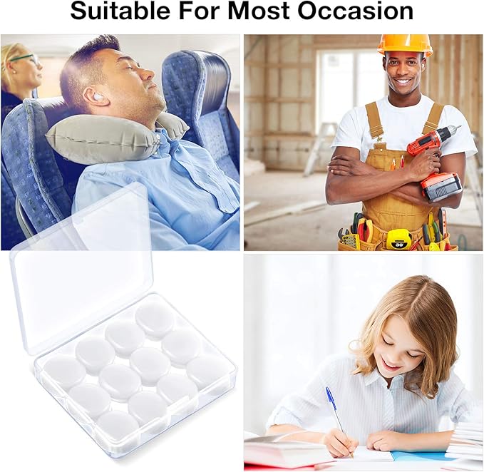 Frienda 21 Pairs Ear Plugs for Sleeping Reusable Moldable Silicone Earplugs Soft Noise Cancelling Earplugs Sound Blocking Ear Plugs with Case for Swimming Concert 32dB NRR (White, Blue, Orange)