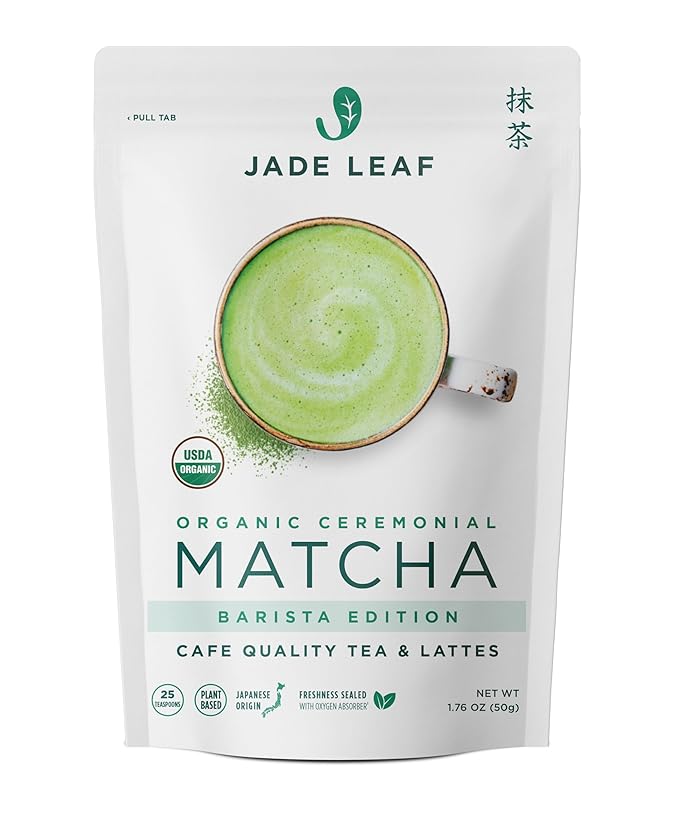 Jade Leaf Matcha Organic Ceremonial Grade Green Tea Powder - Barista Edition For Cafe Quality Tea & Lattes - Authentic Japanese Origin (1.76 Ounce Resealable Pouch)