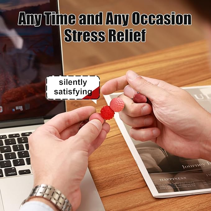 Silicone Magnetic Balls, Fidget Toys, 6-Pack Stress Relief Toys for Adults, Teens, Sensory Toy for Fingers Hands, Quiet Office Desk Toys with Textures, Magnet Fidget Fun Gift (Red)