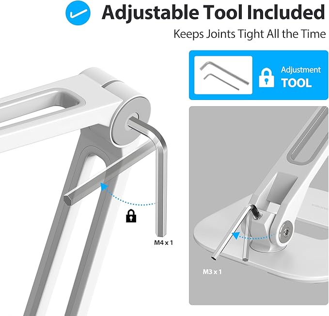 AboveTEK Multi-Angle Adjustable Tablet Stand, 360 Swivel iPad Stand Aluminum Desk Mount Fits 4'-11" Tablets White