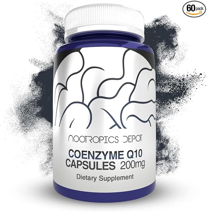 Nootropics Depot CoEnzyme Q10 Capsules | 200mg | Ubiquinone | 60 Count | Energy, Cognitive & Cellular Function
