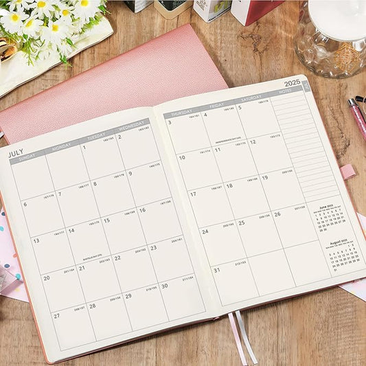 Planner 2025-2026 - JUL 2025 - JUN 2026, Academic Planner 8.5" x 11", 2025-2026 Planner Weekly and Monthly, Leather Cover Planner with Thick Paper, Back Pocket with Notes Pages - Rose Gold