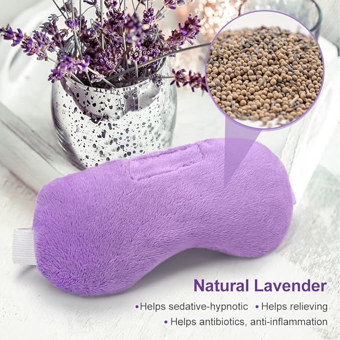 Umisleep Lavender Eye Mask, Aromatherapy Weighted Sleep Mask for Dry Eyes Men Women, Microwave Heated Hot Therapy Eye Cover Moist Compression Pain Relief, Pillow for Puffy Eyes, Sinus Pain, Purple