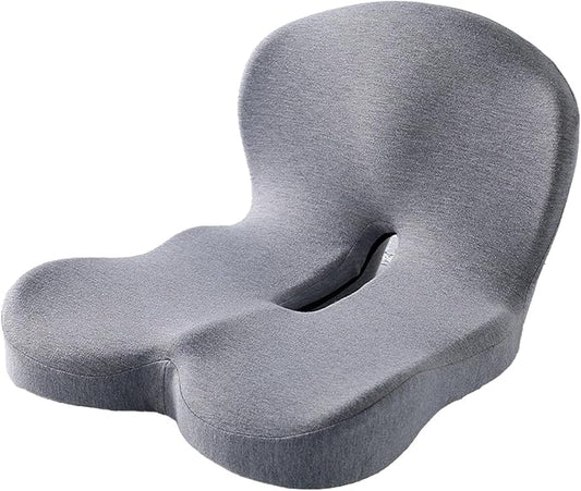 Memory Foam Contoured Seat Cushion with L-Shaped Ergonomic Design for Office Chair Car Seats  Seat Cushion for Truck Driver, Truck Car Seat Cushions for Driving Lumbar Support (Grey)
