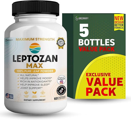 Leptozan Max, 800mg Horseradish Tree Moringa Supplement, 60 Veggie Capsules, 30 Day Supply (5)