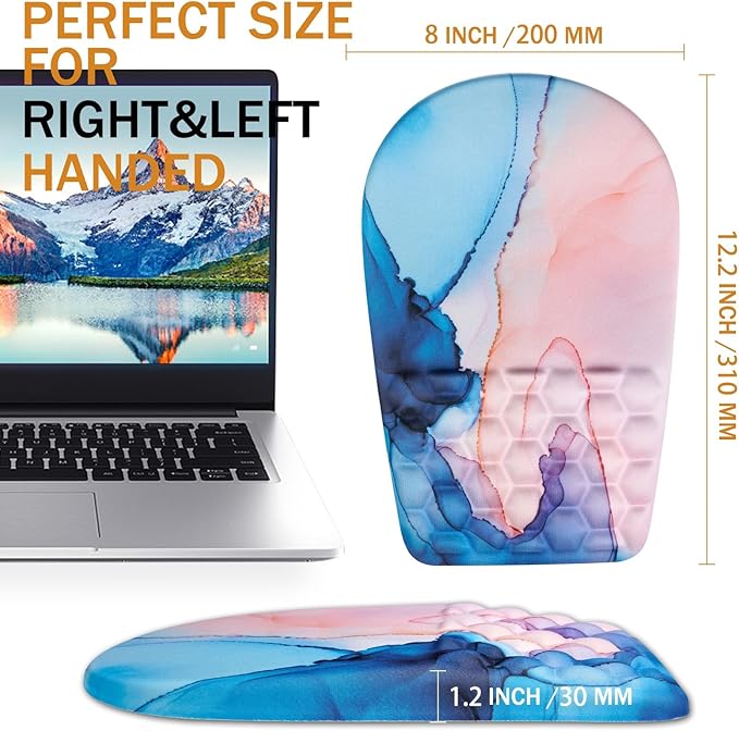 Ergonomic Mouse Pad Wrist Support,Upgrade Mousepad with Massage Design,Non-Slip PU Base Desktop Mouse Pads for Pain Relief, Computer, Office & Home,12 x 8 in（F-Pretty Marble）