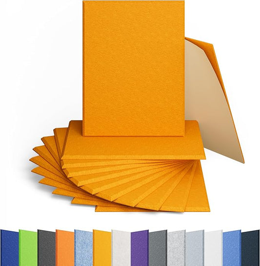 12 Pack Acoustic Panels Self Adhesive Sound Proof Foam, High Density Sound Acoustic Panel, 16X12X0.4 Inch 4:3 Rectangle Panels in Home, Office, Reccording Room, Studio,and more(Orange)