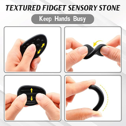Fidget Toys Sensory Stones for Kids and Adults,6 PCS Texture Worry Stone for Anxiety Autism Teen Calm Down & ADHD Stress Relief,Quiet Fidgets for Classroom Small Prizes Gifts for Travel Toy