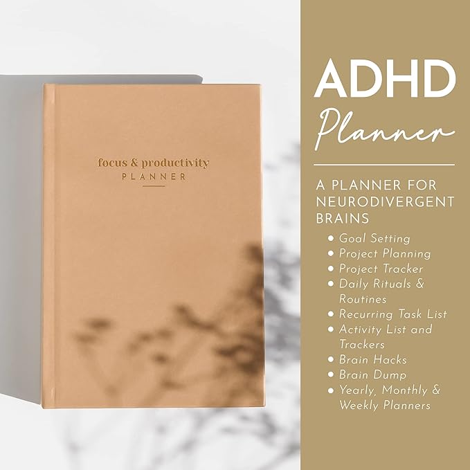 ADHD Planner for Adults: Focus Planner For Productivity - A planner for Neurodivergent Brains - Organization, Goal-Setting, and Time Management - Gift for Men and Women with ADHD