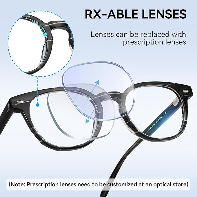 Dollger Blue Light Blocking Glasses For Woman Men Thick Square Frame Round Non-Prescription, For Computer,Work, TV,Gaming