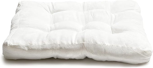 LANITI 24” Inch Extra Large Floor Cushions Tufted Floor Pillow for Adults Square Meditation Ultimate Comfort Oversized Pillows for Floor Cushion (White)