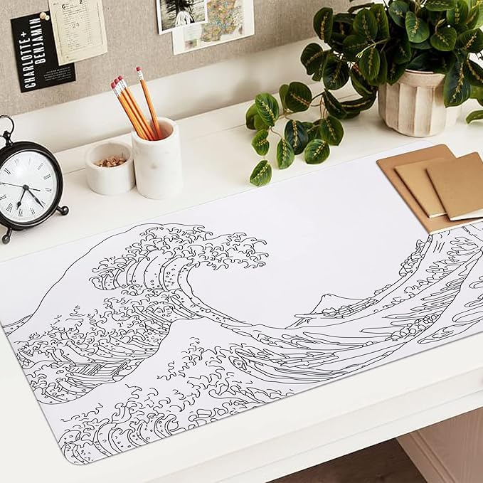 iCasso White Mouse Pad, Extended Gaming Mouse Pad (35.4x15.7 in), Large Stable Rubber Base Mousepad with Stitched Edges, Keyboard Mouse Mat Desk Pad for Work, Game, Office, Home