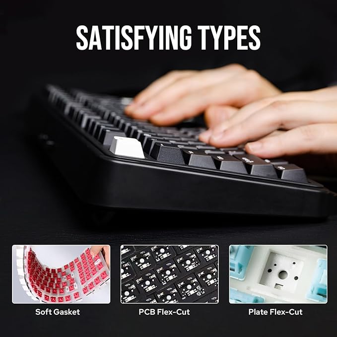 EPOMAKER TH99 Tri-Mode Wireless Mechanical Keyboard with 8000mAh Battery, Hot Swappable Custom RGB Gaming Keyboard with Numpad, Gasket Creamy for PC/Mac/Office (Black)