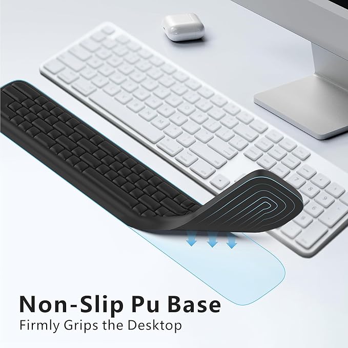 MEKASS Keyboard Wrist Rest, Ergonomic Wrist Pad, Soft Memory Foam Keyboard Hand Rest with Non-Slip Base, Easy Typing, Pain Relief, Comfort Support for Office Work Gaming Computer Accessories (Black)