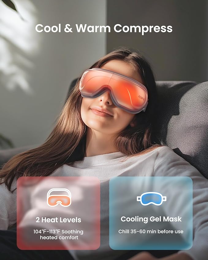 RENPHO Eyeris 2 Eye Massager with Heat and Cooling, Birthday Gifts for Mom Dad Women Men Heated Eye Mask for Reduce Strain Improve Sleep