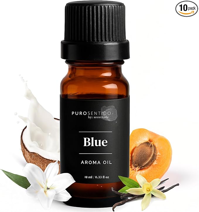 PuroSentido Blue Aroma Oil (10 ml) - Luxury Essential & Fragrance Oil for Diffusers and Humidifiers, Apricot, Coconut Milk & Vanilla Home & Hotel Scent