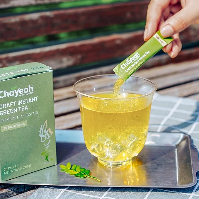 CHAYEAH, Craft Instant Green Tea, Quick Brew Tea Crystals, No Sugar, Natural Caffeine, Hot or Cold (25 Packets)
