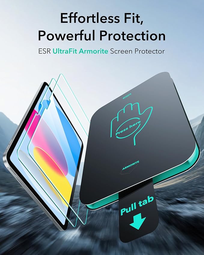 ESR 2 Pack Armorite Screen Protector for iPad A16 11th/10th Generation (11 Inch/10.9, 2025/2022), 9H Hardness Tempered Glass Film with UltraFit Tray, Military Grade, HD Clarity, Dust & Bubble Free