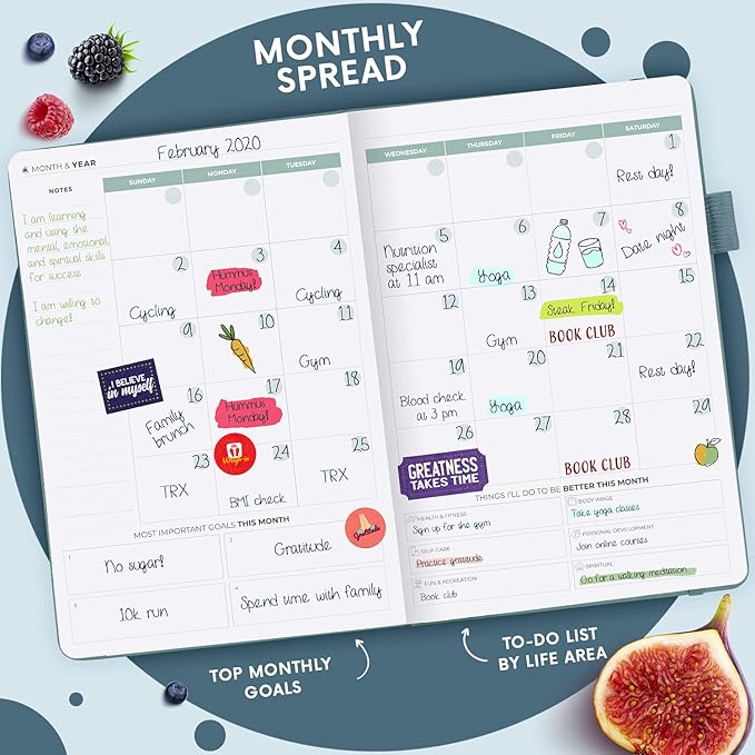 Clever Fox Wellness Planner - Weekly & Daily Health and Wellness Log, Food Journal & Meal Planner Diary for Calorie Counting, Notebook for Medical Condition Tracking, A5-Sized - Aquamarine