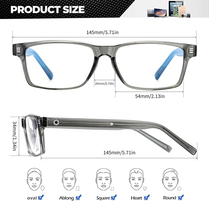 ANYLUV Blue Light Glasses Men Woman, Blue Light Blocking Glasses for Computer Gaming, Eye Strain Relief Eye Protection