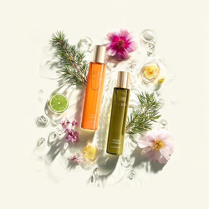 Essential Oil Blend Set – Wood & Metal Element Essential Roller for Balanced Skin & Post-Activity Recovery – Aromatherapy with Peppermint, Tuberose, Squalane – 100% Plant Care for Daily Rituals