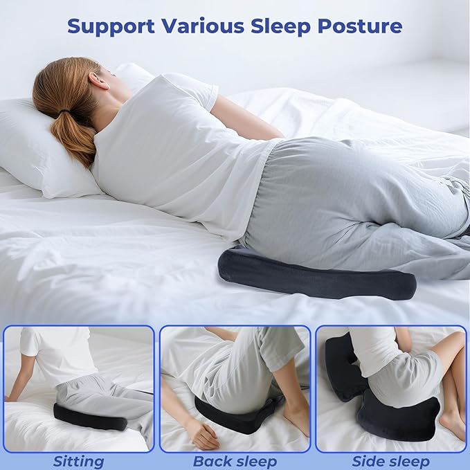 SAHEYER Bed Sore Cushions for Butt, Memory Foam Hemorrhoid Pressure Relief Pillow with Center Hole and Tailbone Cutout, for Long Sitting Coccyx, Sciatica, Postpartum, Pregnancy, After Surgery, Black