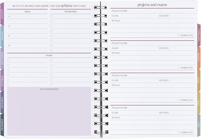 Inspired by Erin Condren 12-Month A5 Academic Planner (Jul 2025 - Jun 2026), Compact Weekly and Monthly School Agenda and Tracker, 70 Lb. Text Weight Paper, Balance Covers, Wire-O Spiral Binding