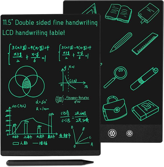 LCD Writing Tablet, 11.5in Double Display Erasable Reusable Electronic Drawing Pads, Electronic scratchpad for Kids and Adults Black