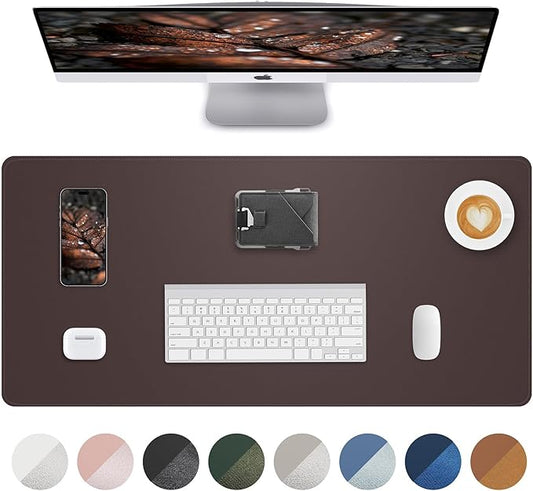 Non-Slip Desk Pad,Mouse Pad,Waterproof PVC Leather Desk Table Protector,Non-Slip PU Leather Desk Blotter, Easy Clean Laptop Desk Writing Mat for Office Work/Home/Decor(Coffee, 24" x 13.7")